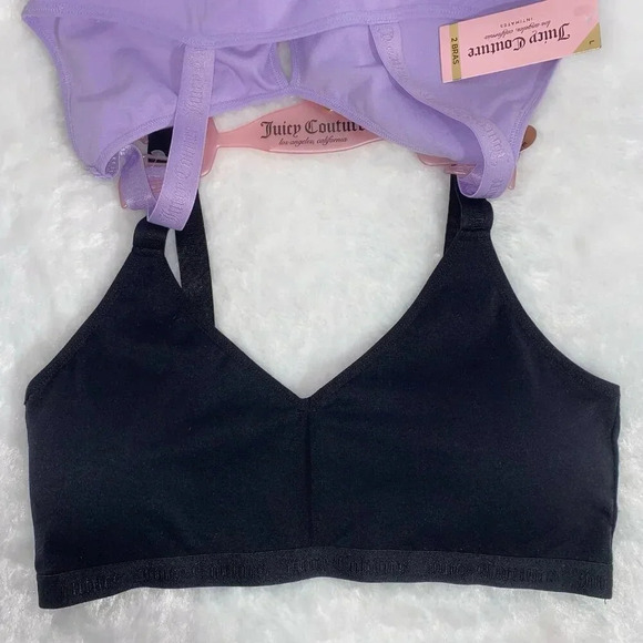 Juicy Couture Sport Bralette Purple & Black Sport Bra Set size Large - Picture 3 of 7